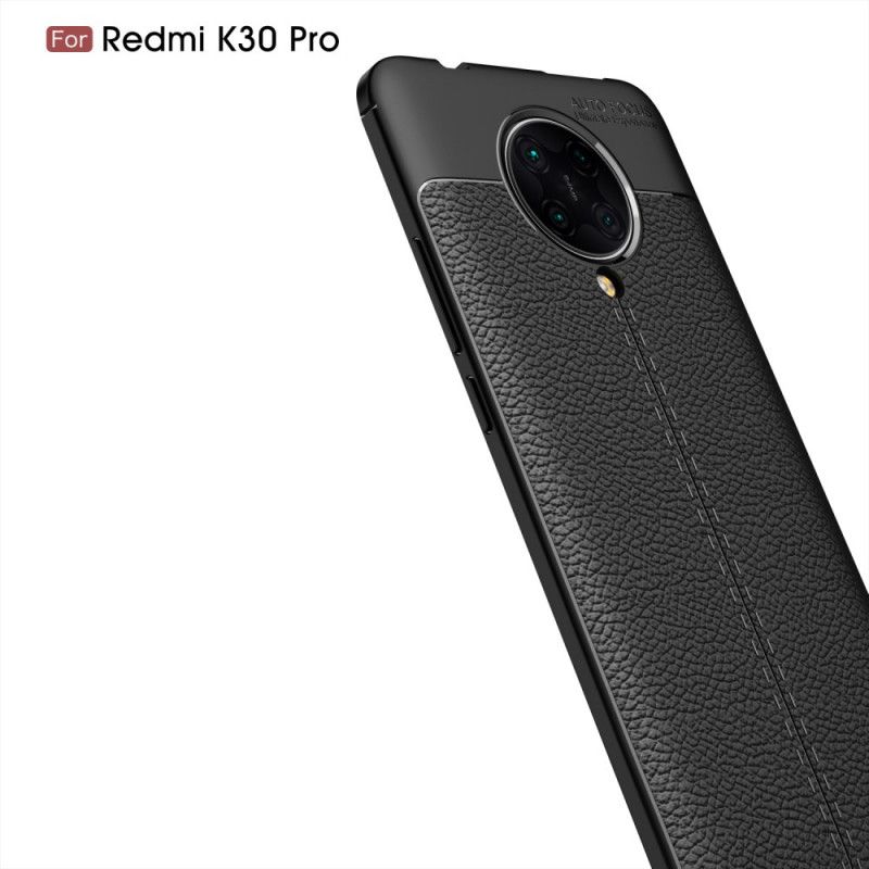 Hülle Für Xiaomi Poco F2 Pro Schwarz Doppellinien-Litschileder-Effekt