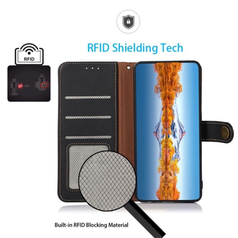 Flip Case Für Samsung Galaxy M33 5G Khazneh Rfid-echtleder