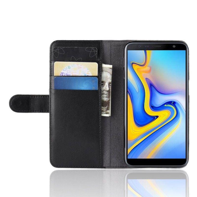 Lederhüllen Samsung Galaxy J6 Plus Schwarz Handyhülle Gespaltenes Leder