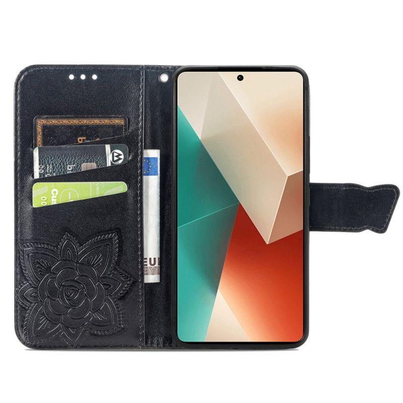 Lederhüllen Xiaomi Redmi Note 13 5g Handyhülle Barocker Schmetterling Mit Riemen