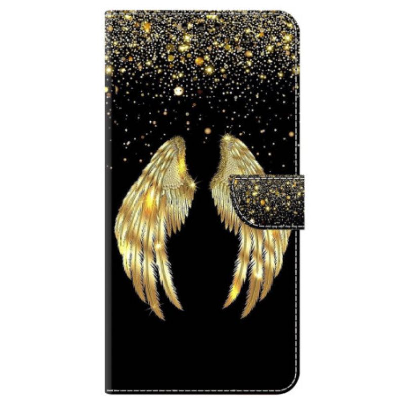 Lederhüllen Xiaomi Redmi Note 13 5g Handyhülle Goldene Flügel