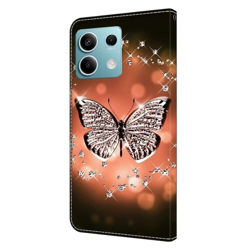 Lederhüllen Xiaomi Redmi Note 13 5g Handyhülle Kristallschmetterling