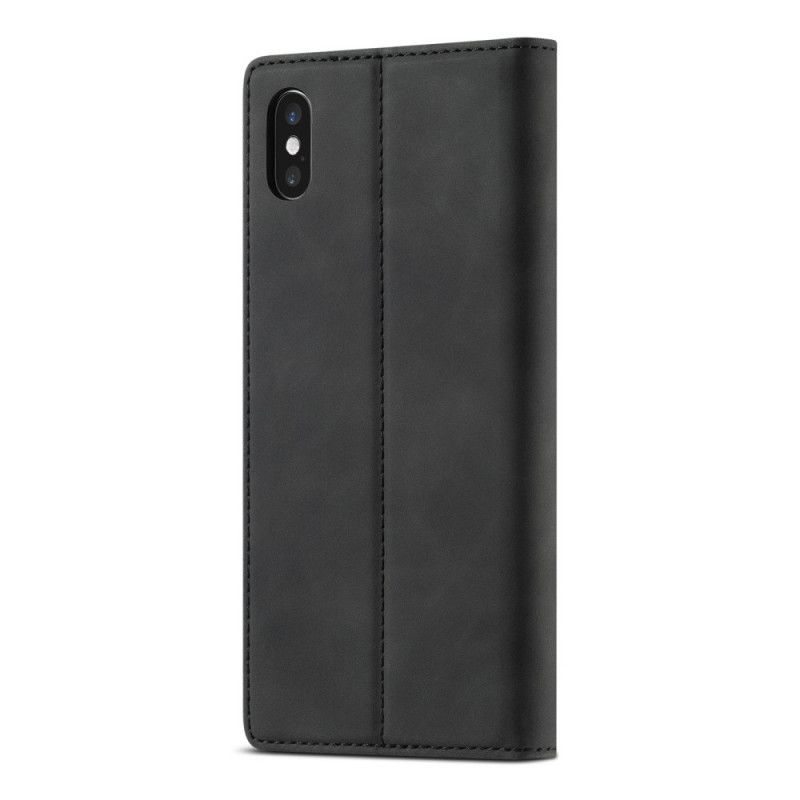 Flip Case Für iPhone XS Max Schwarz Lc.Imeeke Ledereffekt