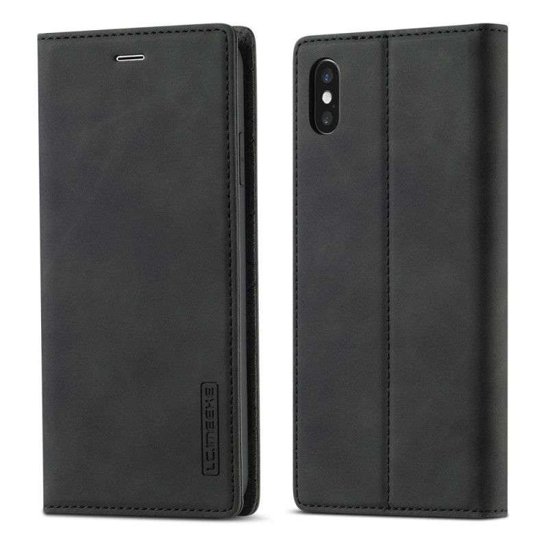 Flip Case Für iPhone XS Max Schwarz Lc.Imeeke Ledereffekt