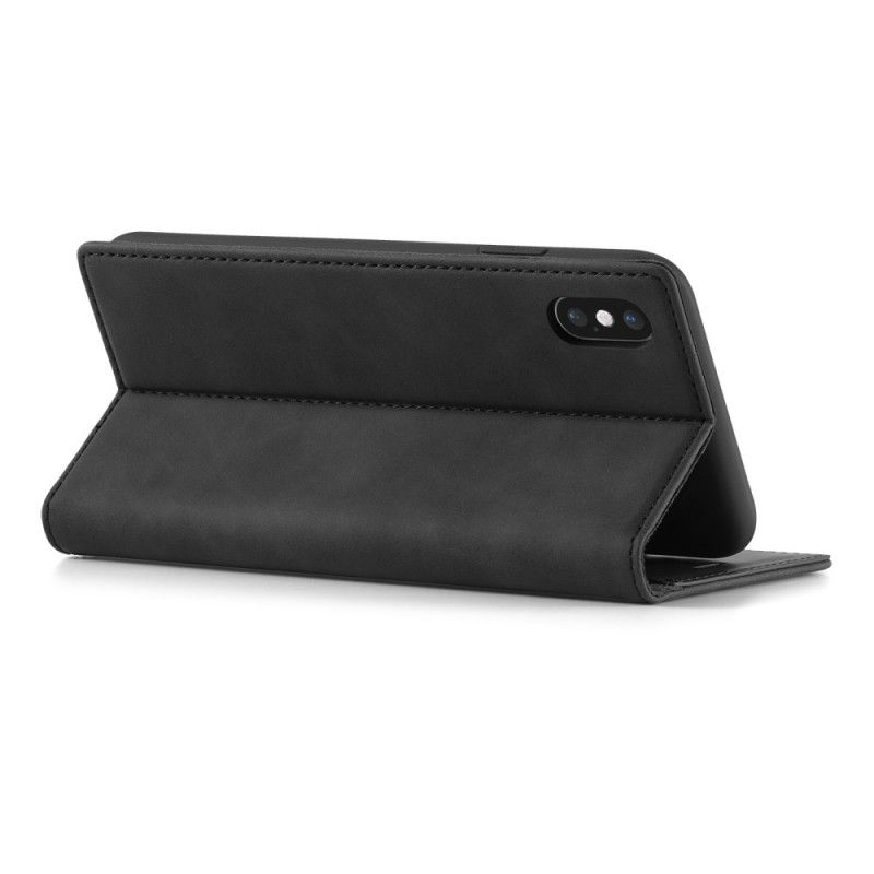 Flip Case Für iPhone XS Max Schwarz Lc.Imeeke Ledereffekt