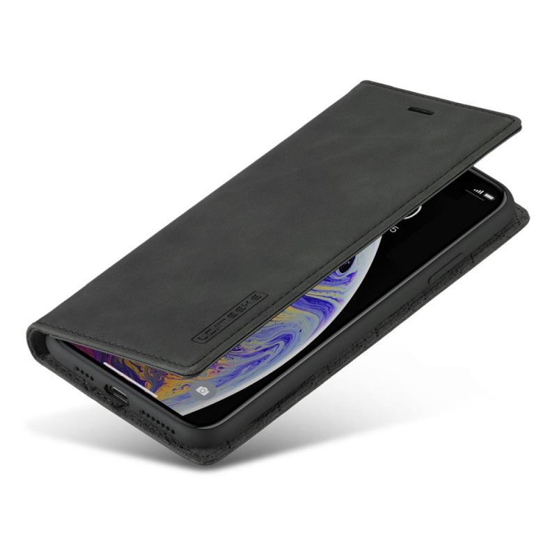 Flip Case Für iPhone XS Max Schwarz Lc.Imeeke Ledereffekt