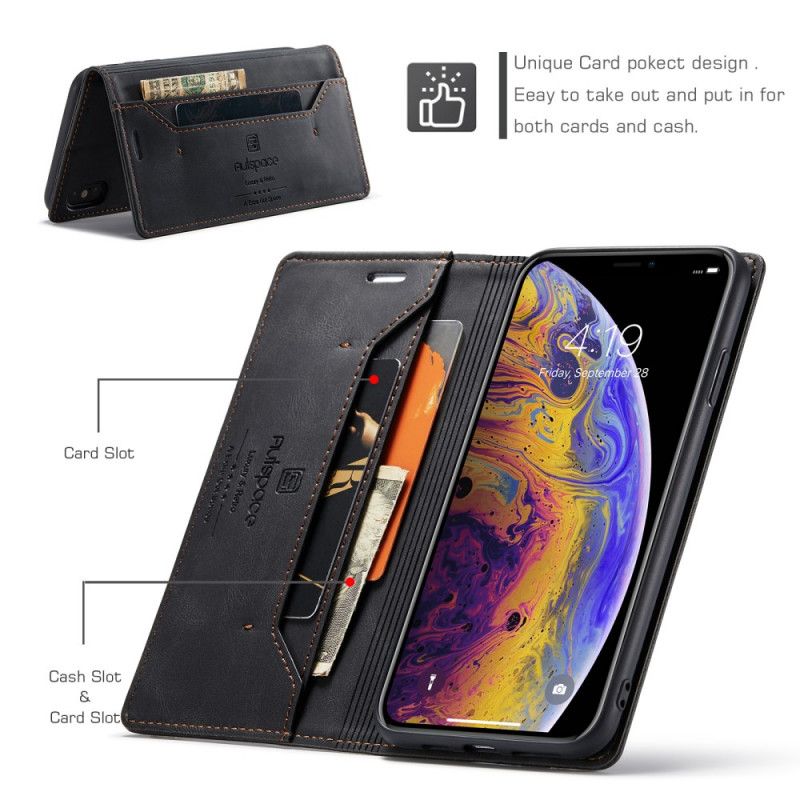 Flip Case Für iPhone XS Max Schwarz Ledereffekt-Rfid-Technologie