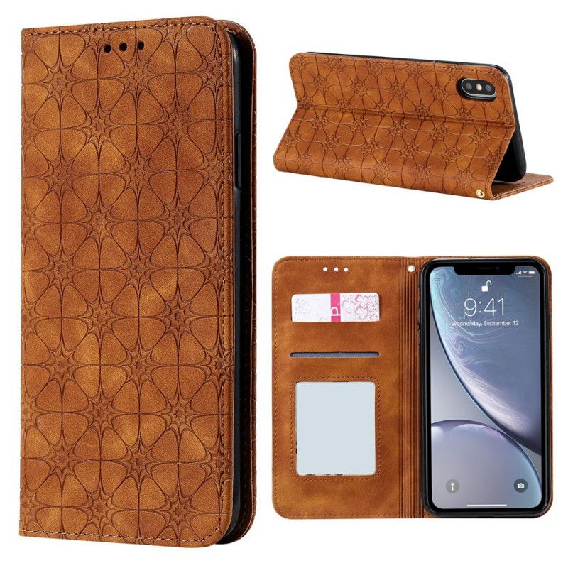 Flip Case iPhone XS Max Grün Barockblumen