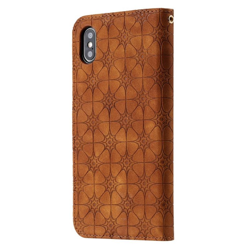 Flip Case iPhone XS Max Grün Barockblumen