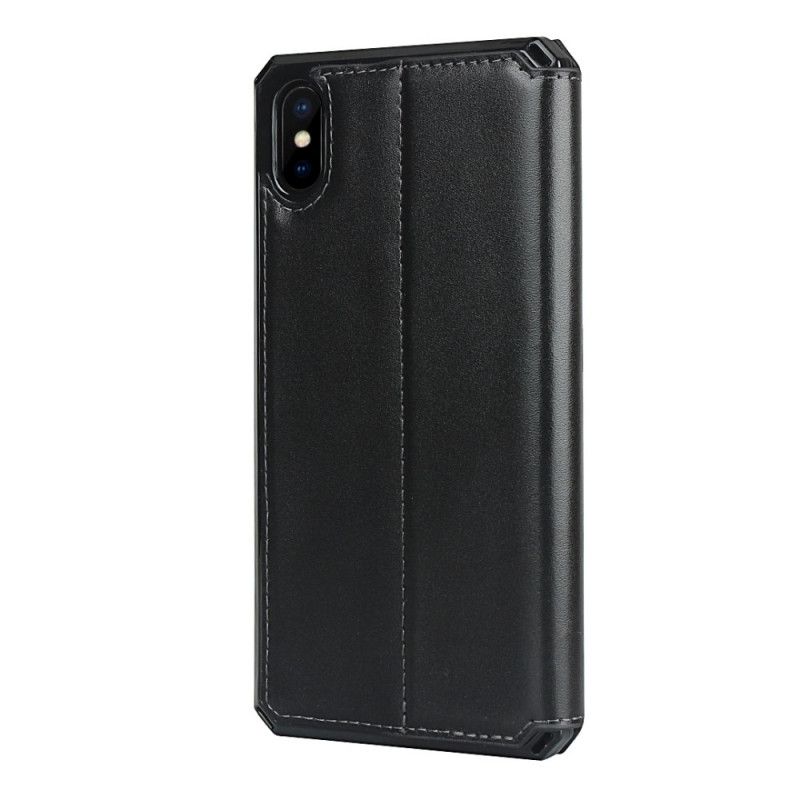 Flip Case iPhone XS Max Schwarz Echtlederarmband