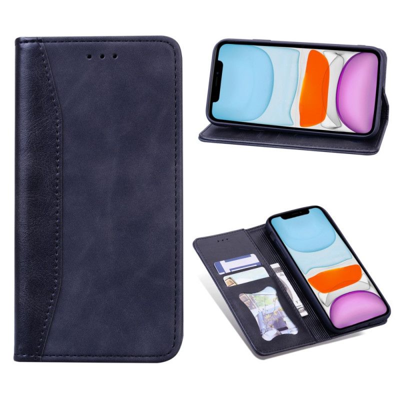 Flip Case iPhone XS Max Schwarz Zweifarbiger Business-Ledereffekt