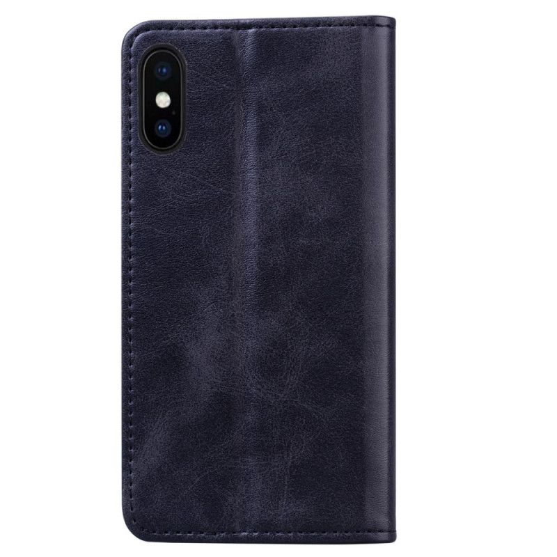 Flip Case iPhone XS Max Schwarz Zweifarbiger Business-Ledereffekt