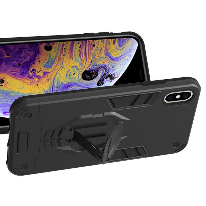 Hülle Für iPhone XS Max Schwarz Abnehmbare Panzerung Mit Ringhalter