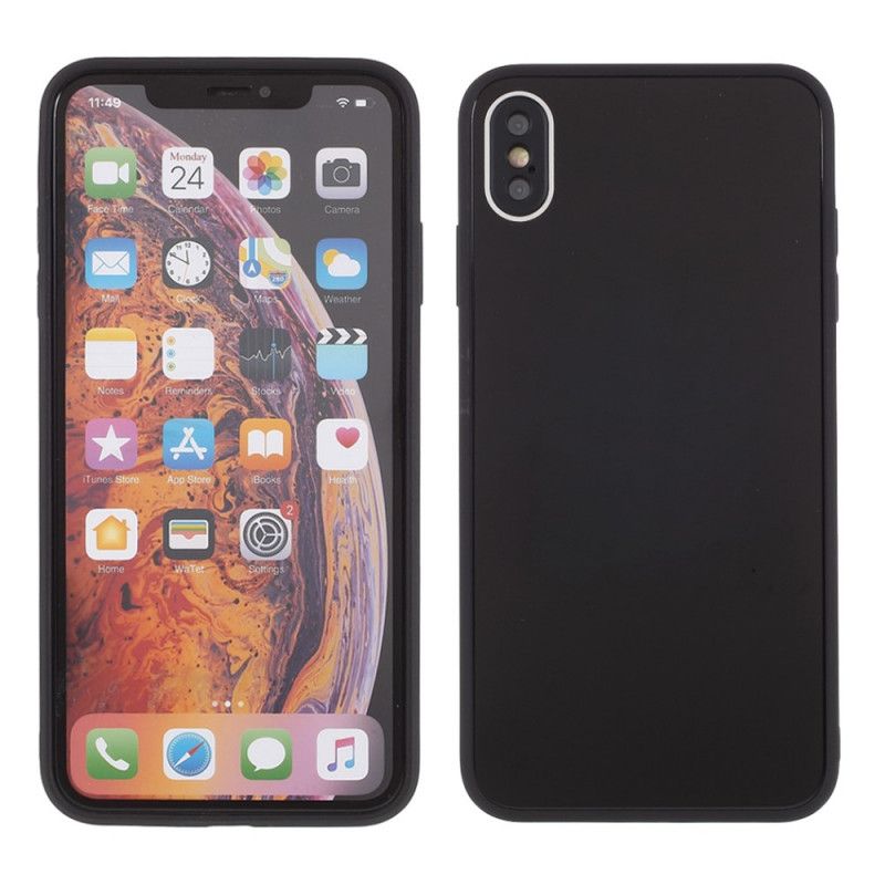 Hülle Für iPhone XS Max Schwarz Glasboden Und Silikonkanten