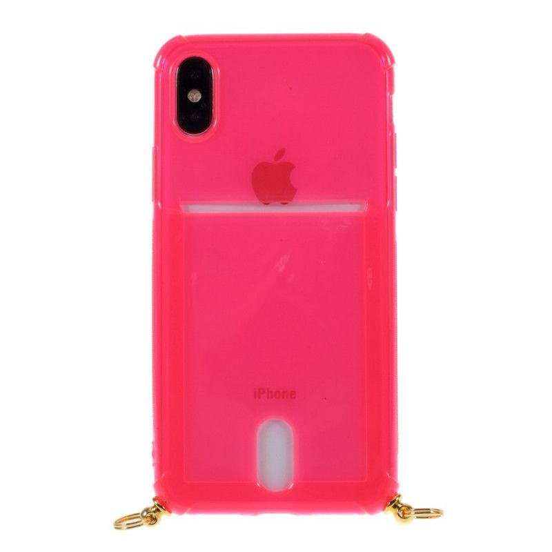 Hülle iPhone XS Max Magenta Kabel Mit Kartenhalter