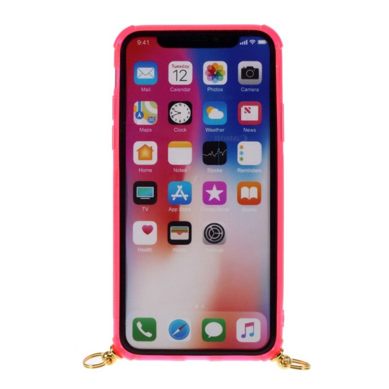 Hülle iPhone XS Max Magenta Kabel Mit Kartenhalter