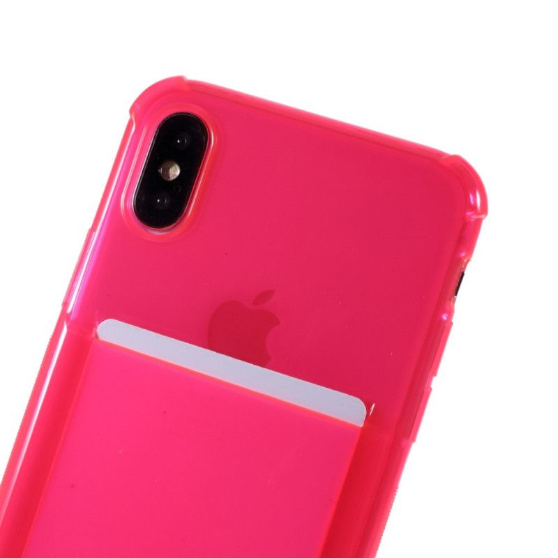 Hülle iPhone XS Max Magenta Kabel Mit Kartenhalter