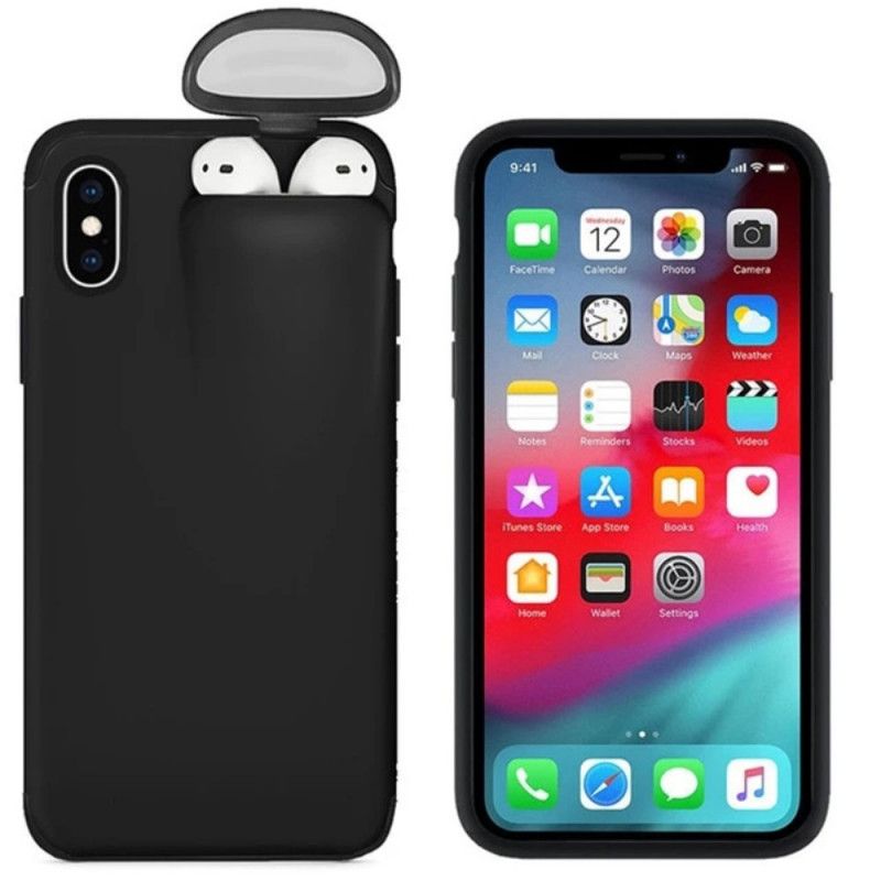 Hülle iPhone XS Max Schwarz 2-In-1-Airpods-Gehäuse