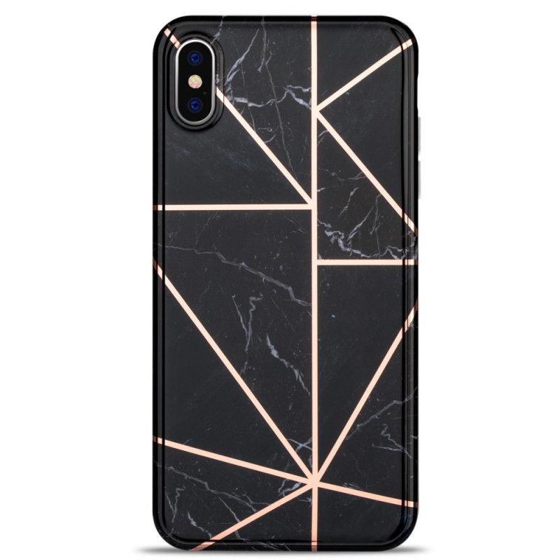 Hülle iPhone XS Max Schwarz Auffälliger Geometrischer Marmor