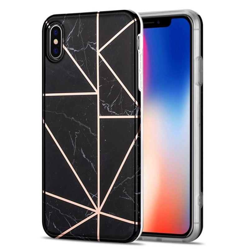 Hülle iPhone XS Max Schwarz Auffälliger Geometrischer Marmor