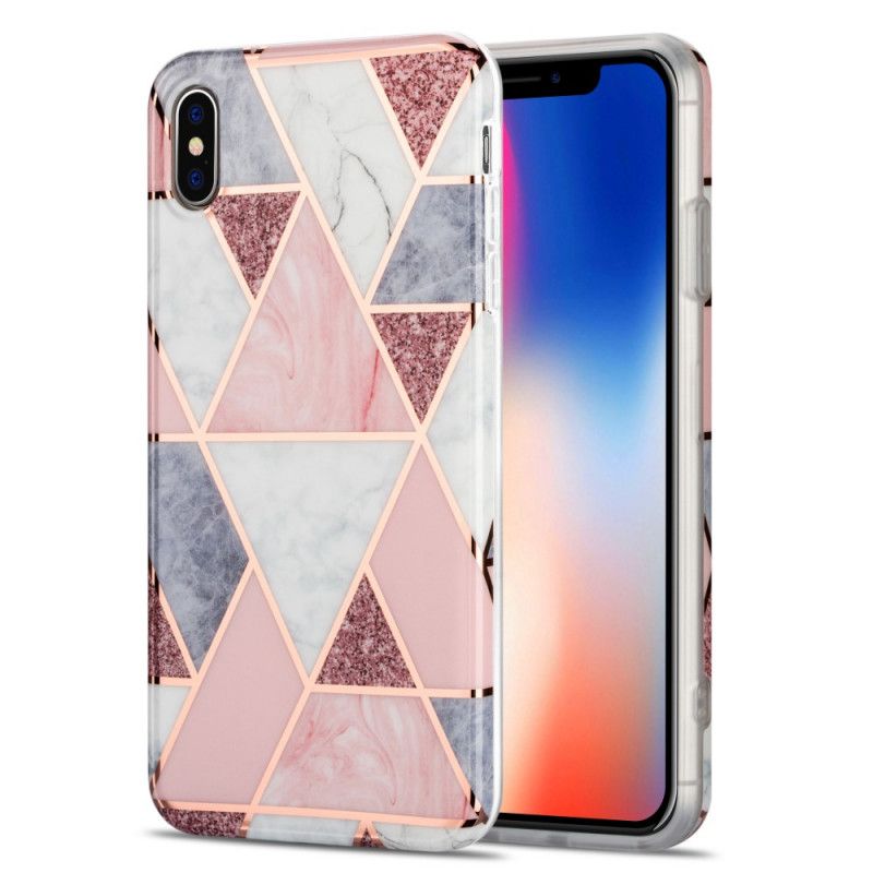 Hülle iPhone XS Max Schwarz Auffälliger Geometrischer Marmor