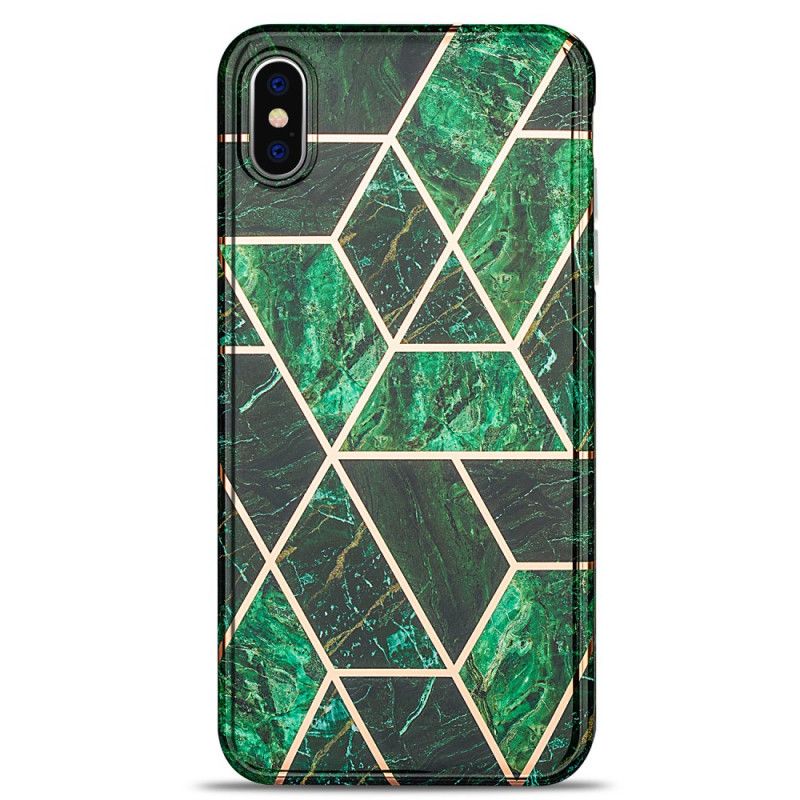 Hülle iPhone XS Max Schwarz Auffälliger Geometrischer Marmor