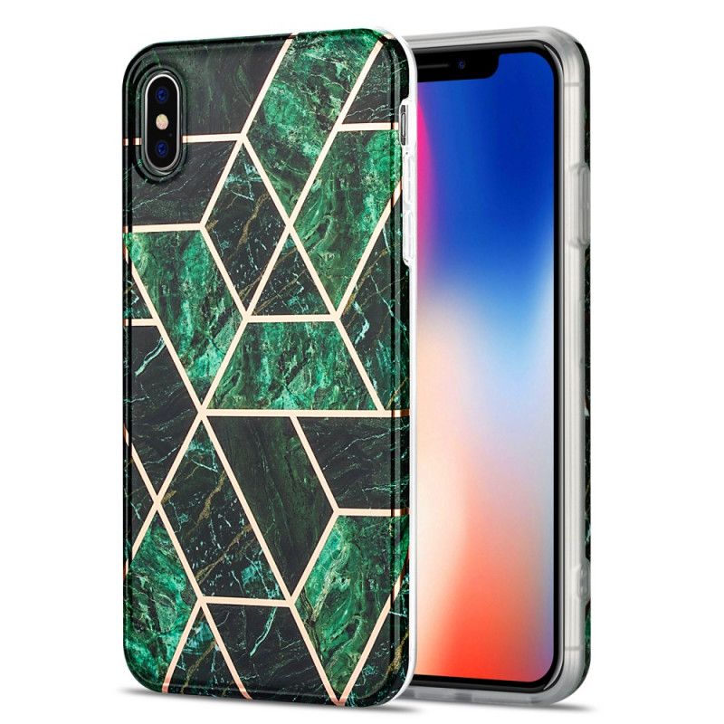 Hülle iPhone XS Max Schwarz Auffälliger Geometrischer Marmor