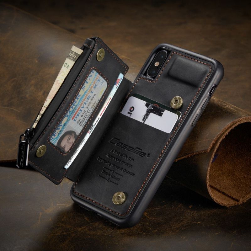 Hülle iPhone XS Max Schwarz Caseme Wallet-Stil