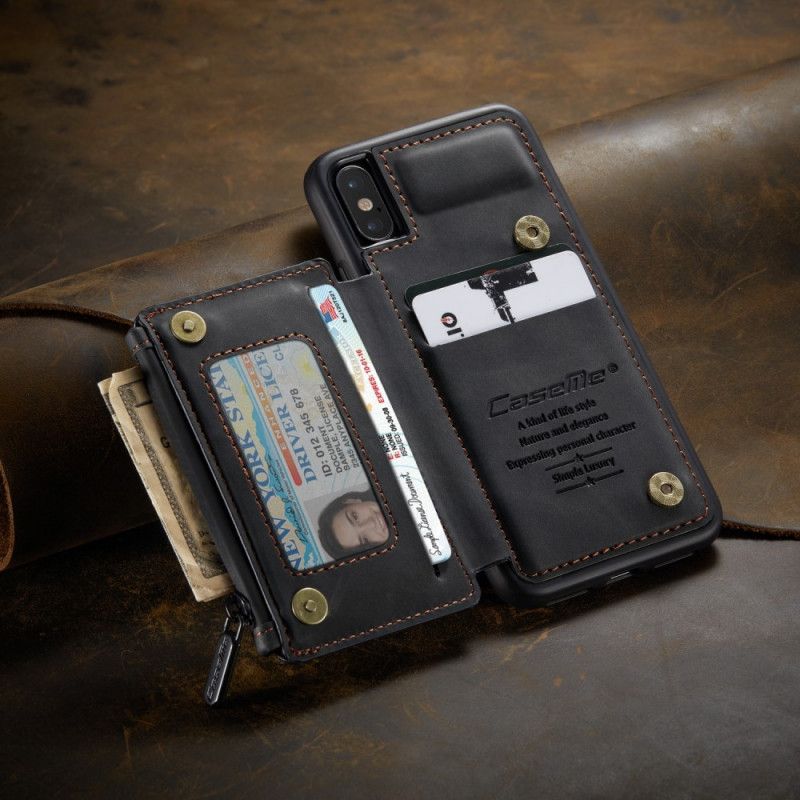 Hülle iPhone XS Max Schwarz Caseme Wallet-Stil