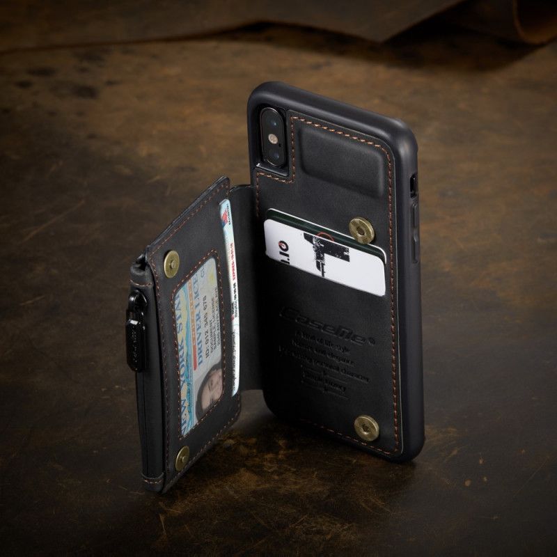 Hülle iPhone XS Max Schwarz Caseme Wallet-Stil