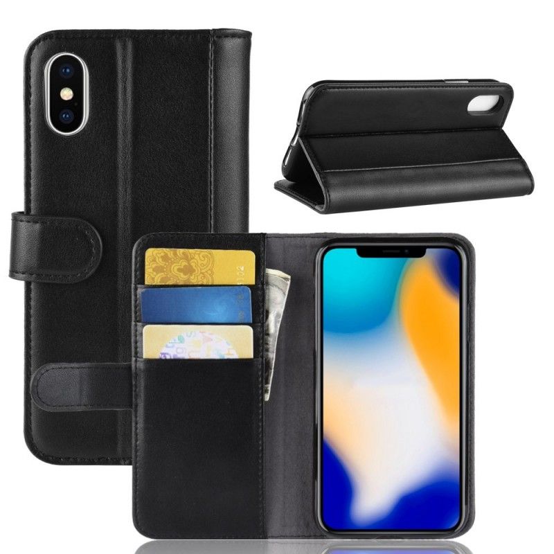 Lederhüllen iPhone XS Max Schwarz Echtes Leder