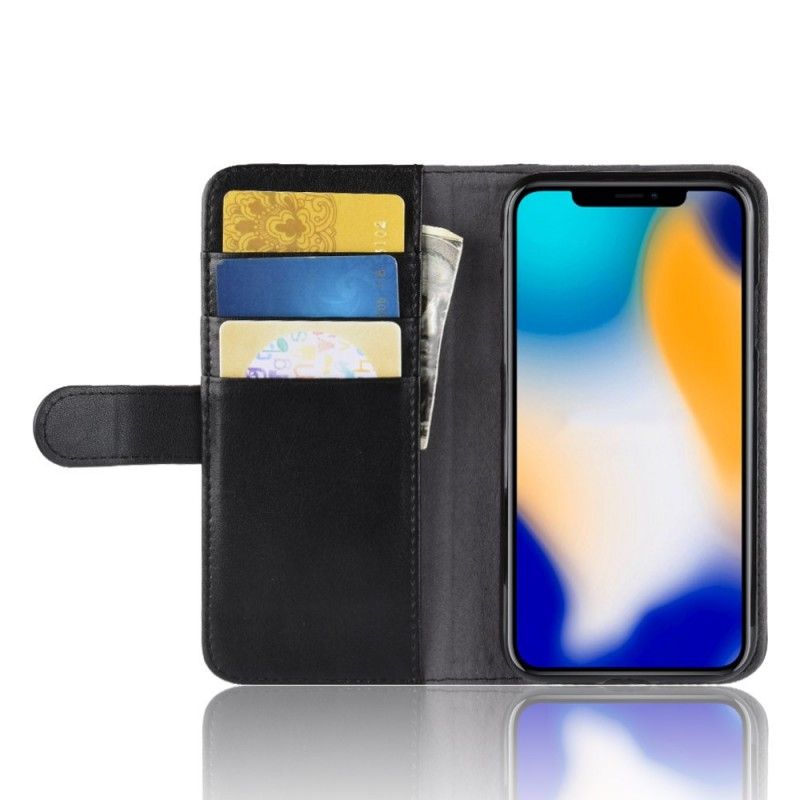 Lederhüllen iPhone XS Max Schwarz Echtes Leder