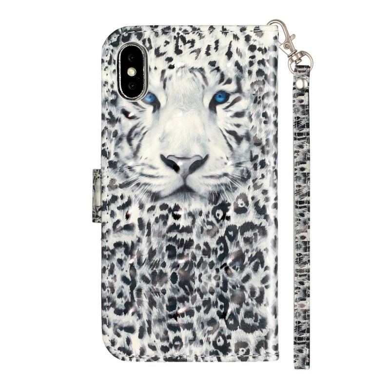 Lederhüllen iPhone XS Max Schwarz Tigerlichtpunkte Mit Riemen