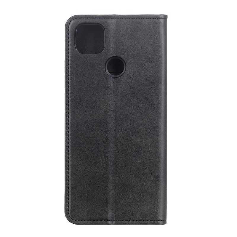 Flip Case Google Pixel 5 Schwarz Handyhülle Matt Gespaltenes Leder