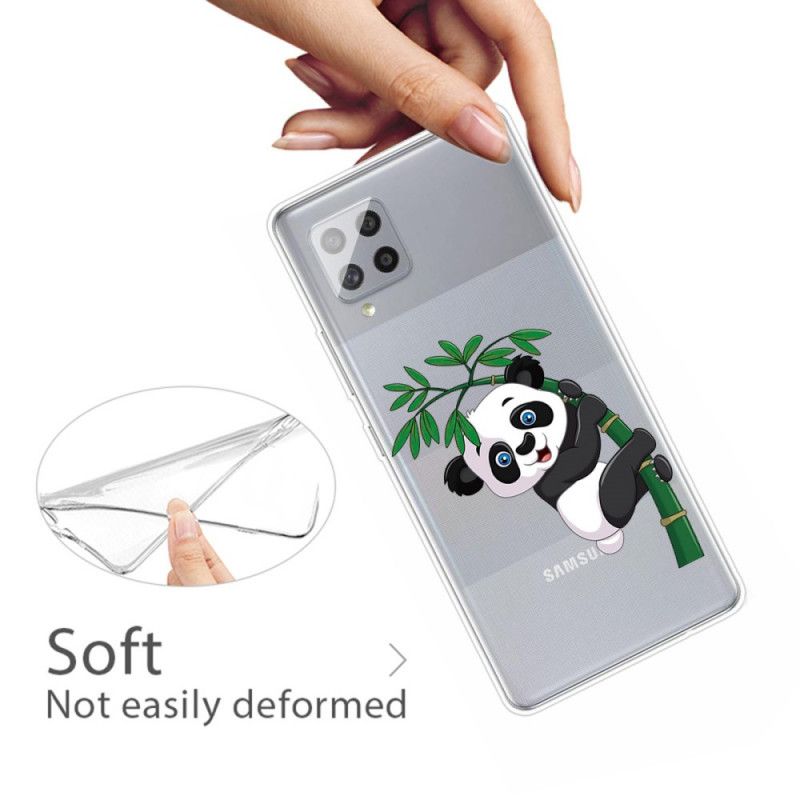 Hülle Samsung Galaxy A42 5G Transparenter Panda Auf Bambus