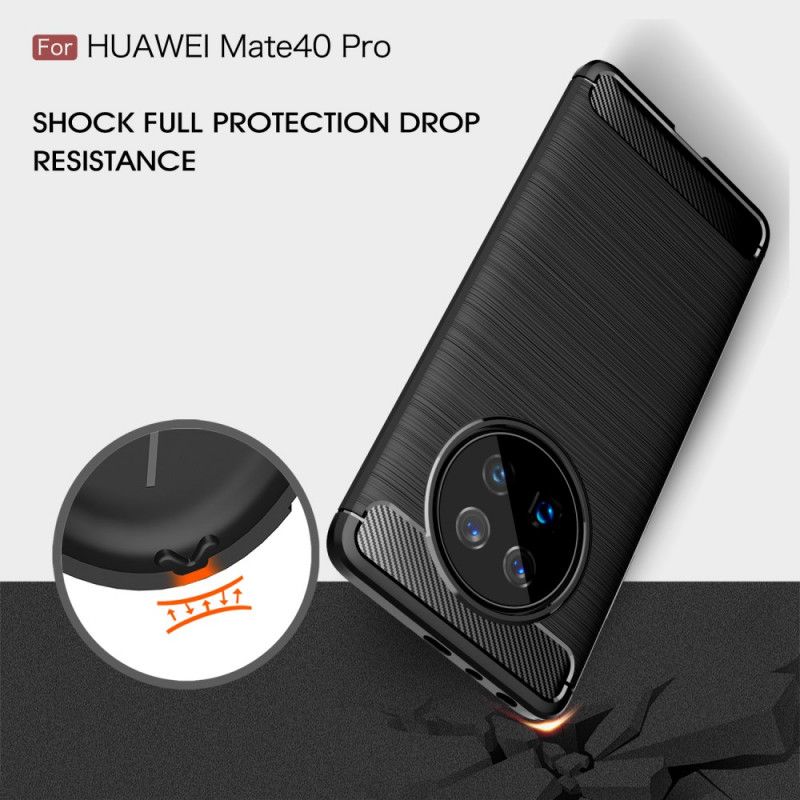 Hülle Huawei Mate 40 Pro Schwarz Gebürstete Kohlefaser