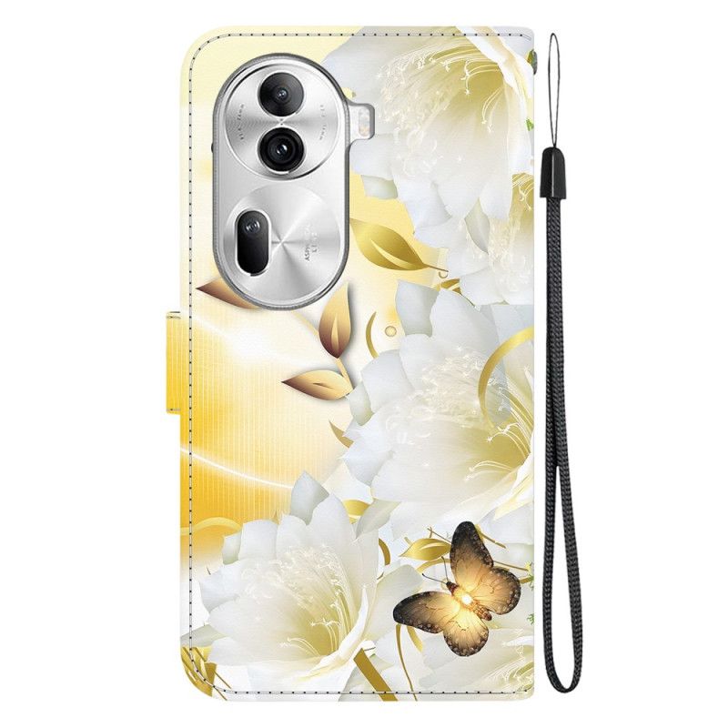 Lederhüllen Oppo Reno 11 Pro 5g Handyhülle Goldene Schmetterlinge Und Blumen