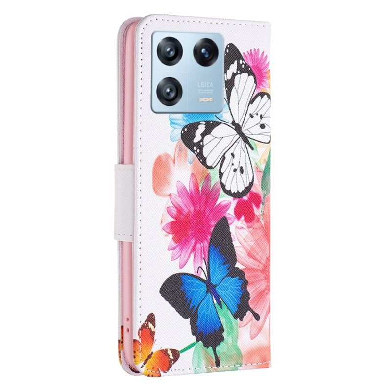 Lederhüllen Für Xiaomi 13 Pro Aquarell-schmetterlinge