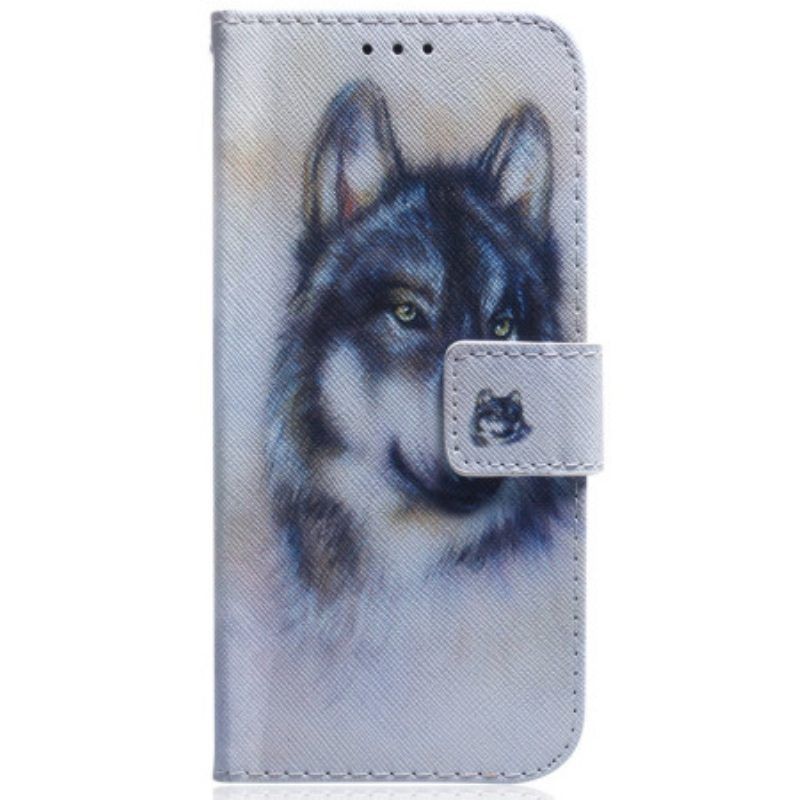 Lederhüllen Für Xiaomi 13 Pro Mit Kordel Riemchen-aquarell-hund