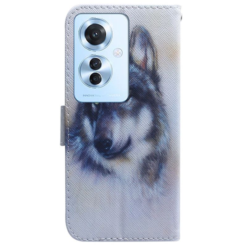 Lederhüllen Für Oppo Reno 11f 5g Aquarell Wolf