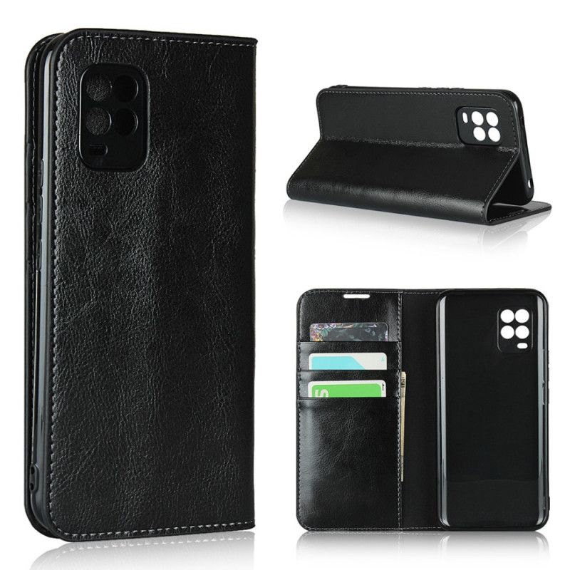 Flip Case Xiaomi Mi 10 Lite Schwarz Echtes Leder