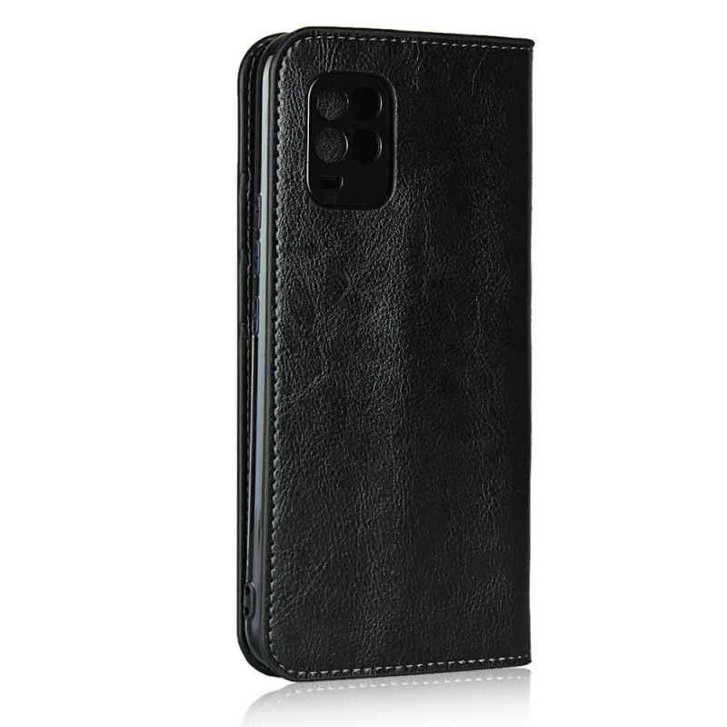 Flip Case Xiaomi Mi 10 Lite Schwarz Echtes Leder