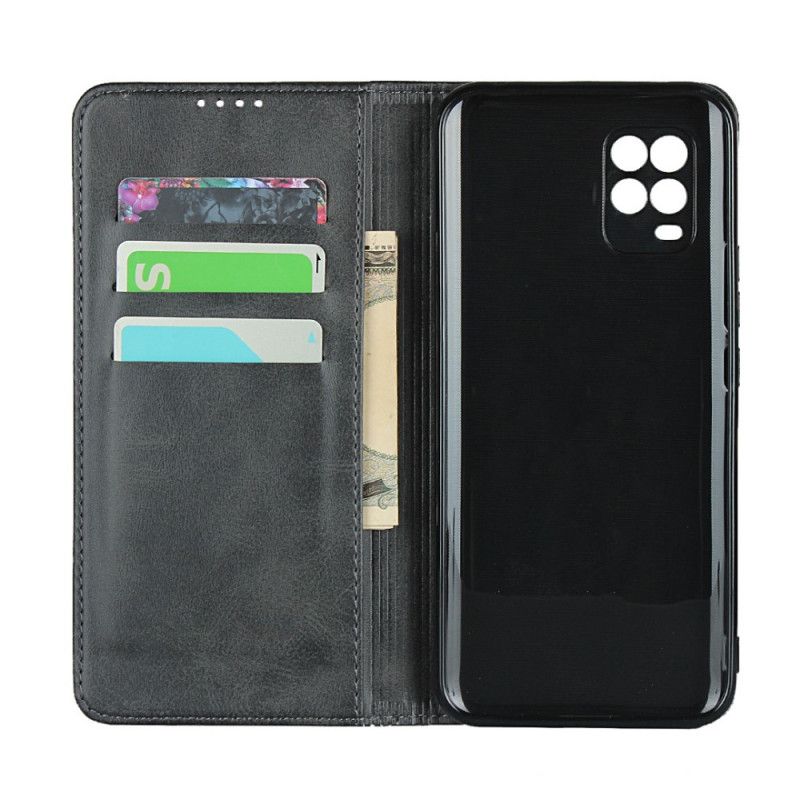 Flip Case Xiaomi Mi 10 Lite Schwarz Elegantes Spaltleder