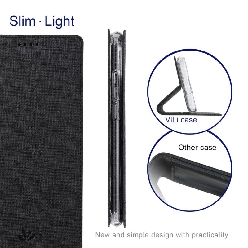 Flip Case Xiaomi Mi 10 Lite Schwarz Texturiertes Vili Dmx