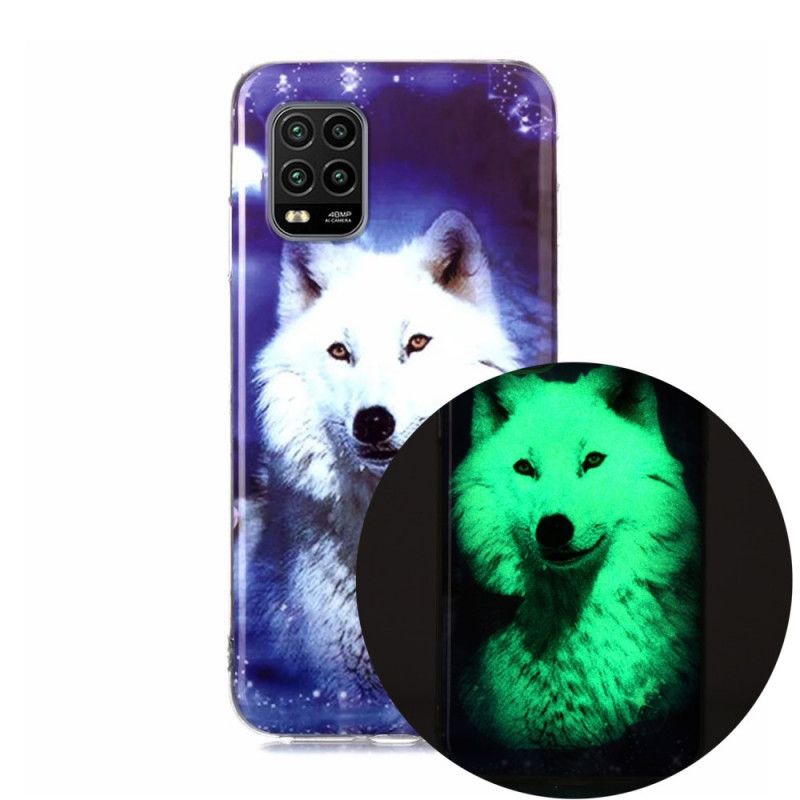 Hülle Xiaomi Mi 10 Lite Schwarz Fluoreszierende Wolfsreihe