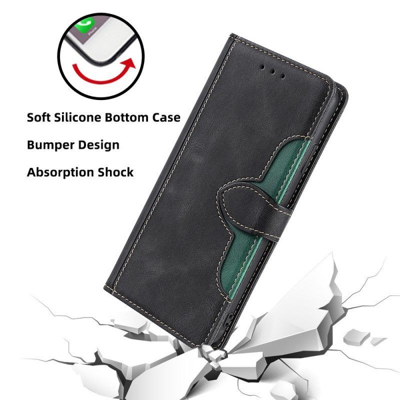 Flip Case Für iPhone 14 Plus Kunstleder Bicolor Stylisch