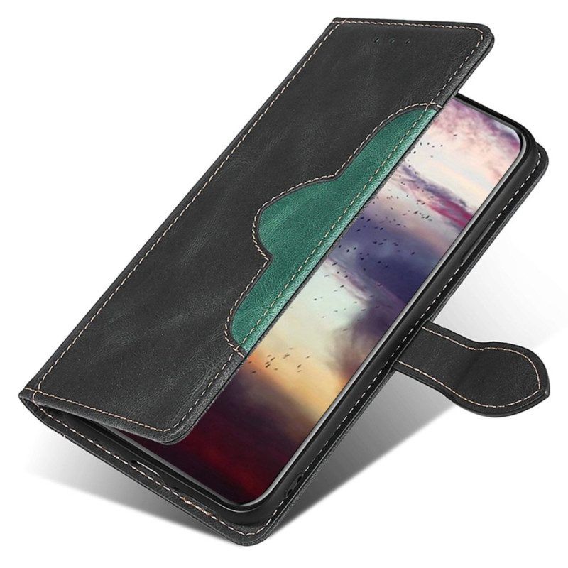 Flip Case Für iPhone 14 Plus Kunstleder Bicolor Stylisch