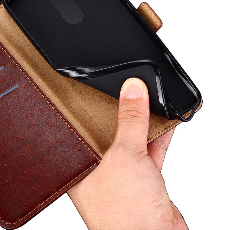 Schutzhülle Für iPhone 14 Plus Flip Case Straußenleder-stil