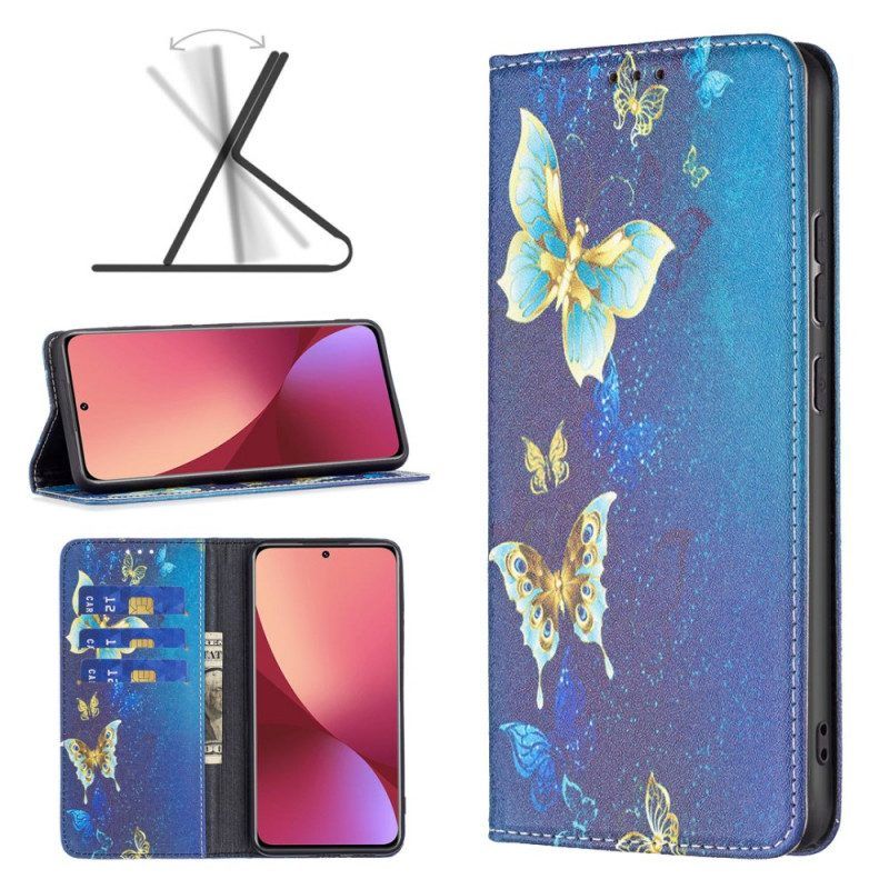 Schutzhülle Für Xiaomi 12 / 12X Flip Case Bunte Schmetterlinge