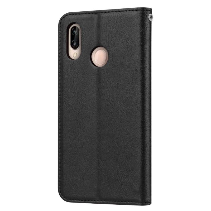 Flip Case Huawei Y7 2019 Schwarz Kartenhalter Aus Kunstleder